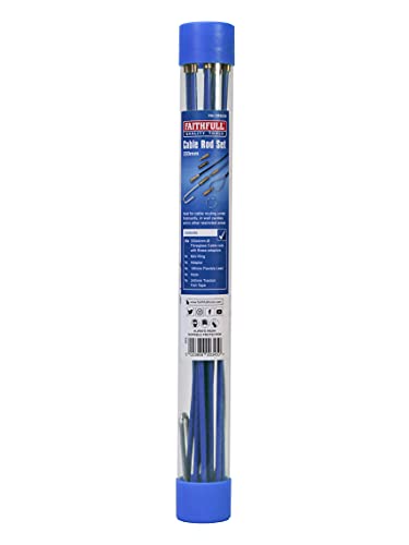 Faithfull FAICRS330 3.3M Cable Access Rod and Accessories Kit - 15 Pieces Including 10 x 330 mm Rods , Blue