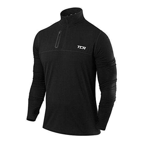 TCA Men's Fusion Pro Quickdry Long Sleeve Half-Zip Running Top - Black, M