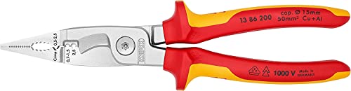 Knipex Pliers for Electrical Installation chrome-plated, insulated with multi-component grips, VDE-tested 200 mm 13 86 200