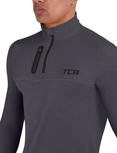 TCA Men's Fusion Pro Quickdry Long Sleeve Half-Zip Running Top - Heather Grey, M