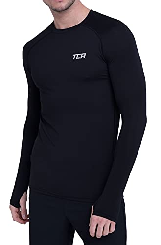 TCA Men's Stamina Long Sleeve Lightweight Running Top - Black, L