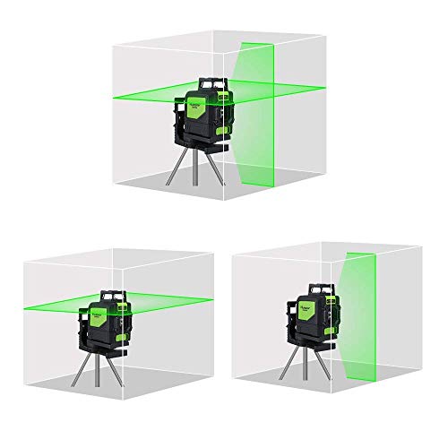 Huepar 901CG 360 Laser Level Green Switchable Cross Line Self Leveling with Pulse Mode, 1X 360 Degree Horizontal Line + 130 Degree Vertical Large Fan Angle, with Magnetic Rotary Base & Targe Card