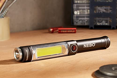 NEBO Magnetic NE6737 Big Larry 2 Pocket Work Light - Powerful LED Pen Inspection Flash Light, Black Torch