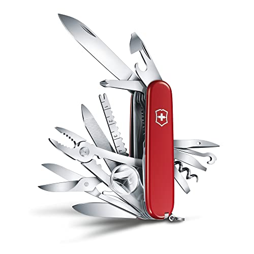 Victorinox Swiss Champ Swiss Army Pocket Knife, Medium, Multi Tool, 33 Functions, Blade, Scissors, Red