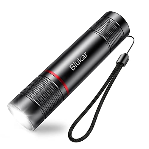 Blukar LED Torch Rechargeable, Super Bright Adjustable Focus Flashlight, 4 Lighting Modes, Long Battery Life, Waterproof Pocket Size Torch for Power Cuts, Emergency, Camping, Hiking, Outdoor
