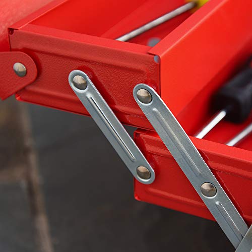 DURHAND Metal Tool Box 3 Tier 5 Tray Professional Portable Storage Cabinet Workshop Cantilever Toolbox with Carry Handle, 45cmx22.5cmx34.5cm, Red