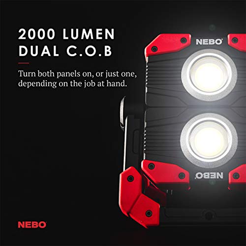 NEBO OMNI 2K Work Light: 2000 Lumen OMNI-Directional Portable Work light Flashlight Features a USB power bank