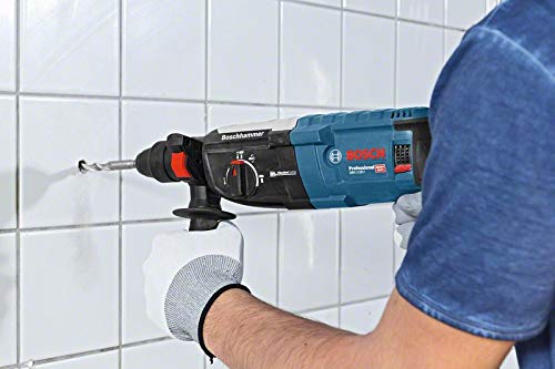 Bosch Professional Rotary Hammer with SDS plus GBH 2-28 F (240V, incl. Auxiliary handle, Depth stop 210 mm, Machine cloth, Quick change chuck 13 mm, SDS plus quick-change chuck, in Carrying case)