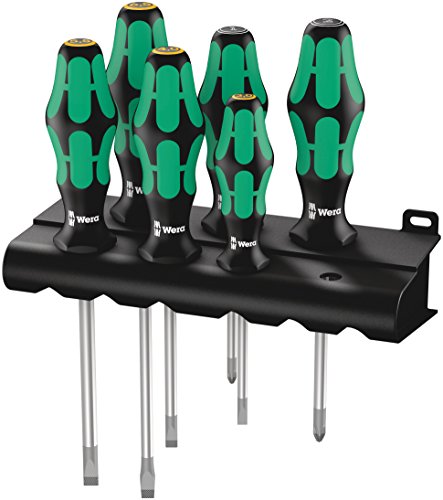 Wera 334/355/6 Kraftform Plus Lasertip screwdriver set with rack, PZ/SL, 6pc, 05105656001