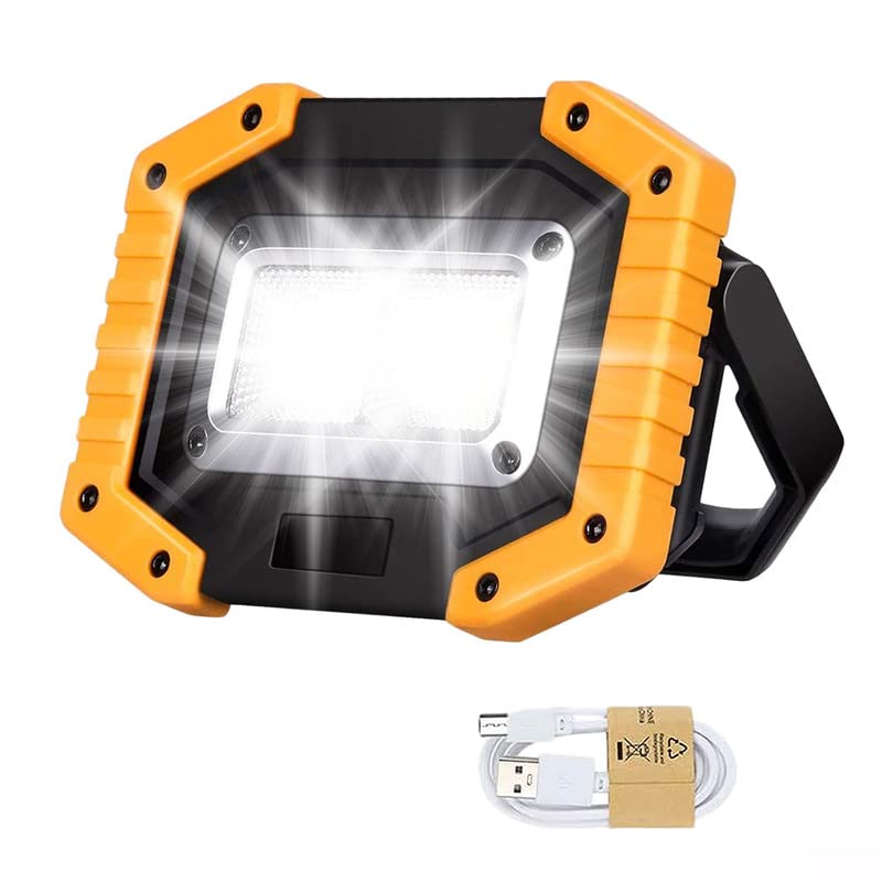 Edasion 30W LED Work Light COB Floodlight Super Bright 2000LM Portable Outdoor Battery Security Flood Light USB Waterproof for Garage Camping Hiking Fishing