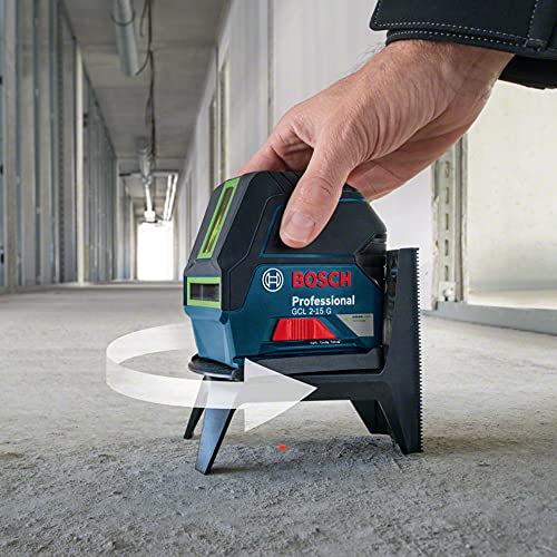 Bosch Professional Cross Line Laser GCL 2-15 G (Green Laser, Interior, with Plumb Points, Working Range: 15 m, 3 x 1.5 V Batteries, Rotating Mount RM 1, Laser Target Plate, Carrying Case)