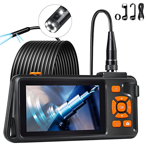 Dual Lens Endoscope Inspection Camera with Light, CHILEAD 1080P Borescope Camera, IP67 Sewer Drain Snake Camera with 4.5" IPS Screen, Plumbing Duct Industrial Bore Scope Tool, 16.5FT Semi-Rigid Cable
