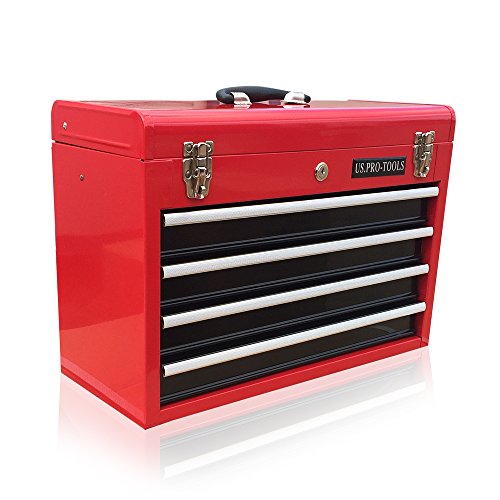 ORIGINAL US PRO TOOL BOX TOOL CABINET 4 DRAWER HAND HELD TOOL CHEST PORTABLE GLOSS RED WITH BLACK