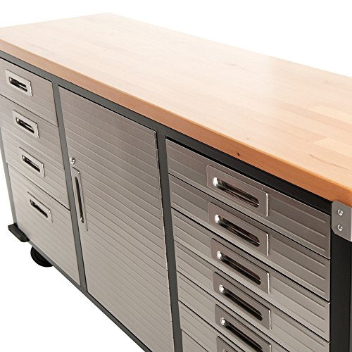 Seville Classics Ultra HD 12-Drawer Rolling Workbench With Hardwood Timber Top